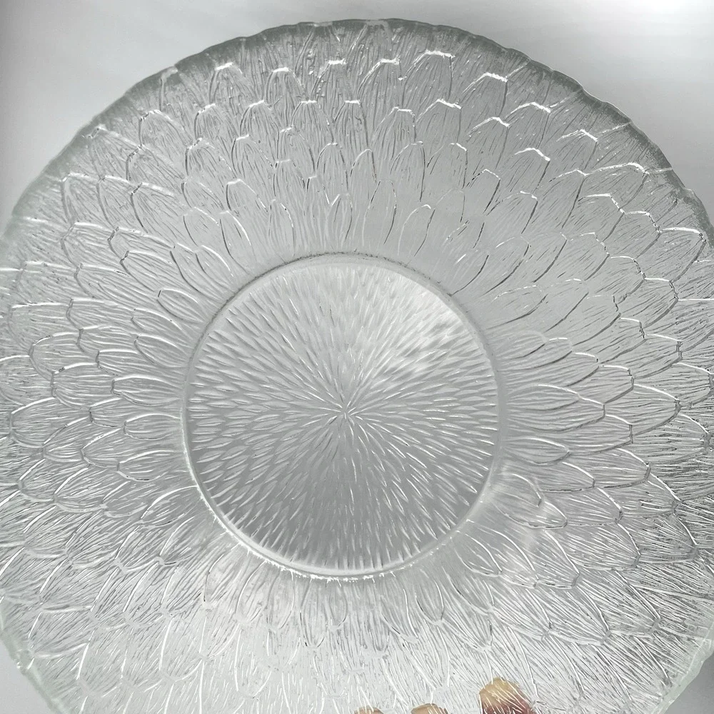 Vintage 1970s Arcoroc Marguerite Clear Glass Sunflower‎ Salad Bowl 10.5